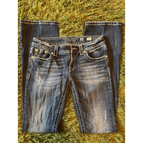 Miss Me Denim - Miss Me Bootcut Jeans JP5727B5 Dark Wash Embroidered Peace Love 28 x 33 READ‎